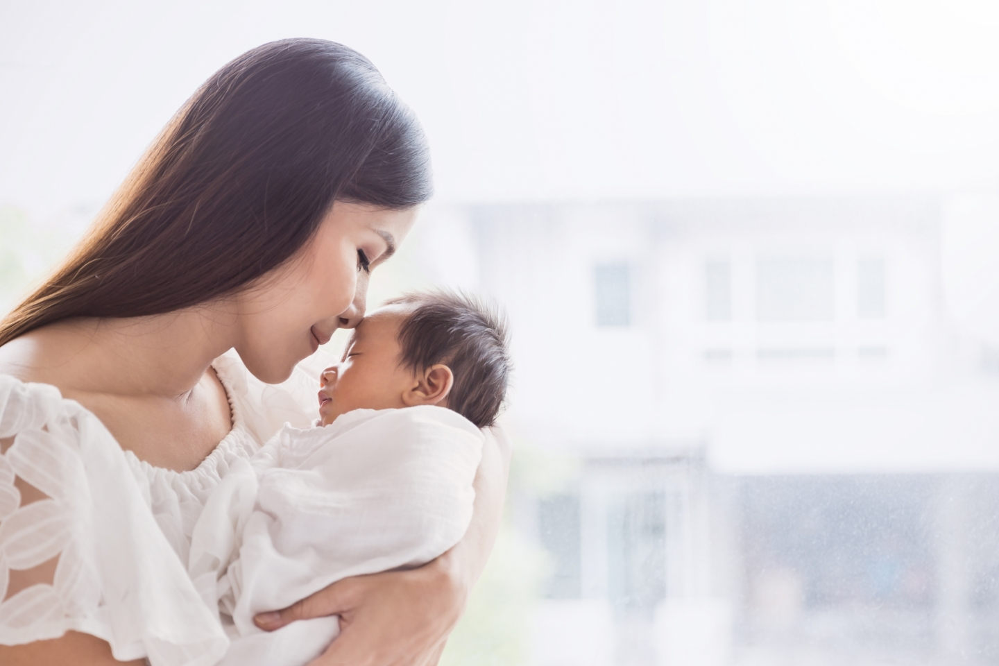 Mom holding baby