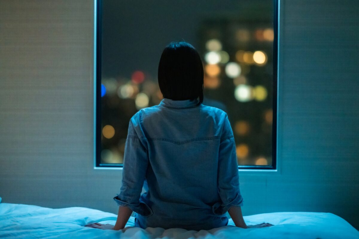 person staying awake at night